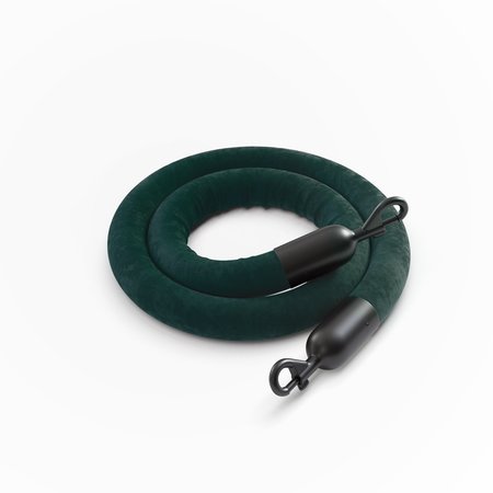 MONTOUR LINE Velvet Rope Green With Black Snap Ends 10ft.Cotton Core HDVL510Rope-100-GN-SE-BK